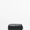 Trousse de toilette en cuir nappa avec fermeture à glissière Trousse de toilette en cuir nappa avec fermeture à glissière
