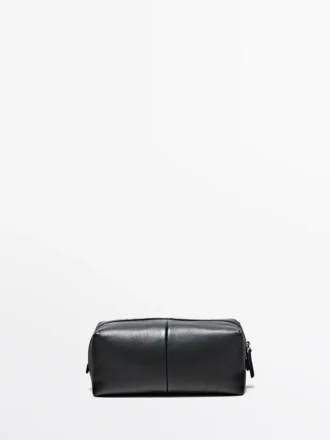 Trousse de toilette en cuir nappa avec fermeture à glissière