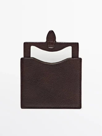 Étui en cuir nappa avec miroir