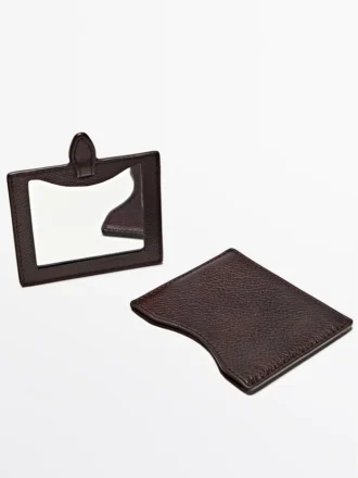 Étui en cuir nappa avec miroir