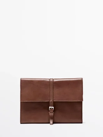 Étui pour accessoires technologiques en cuir nappa