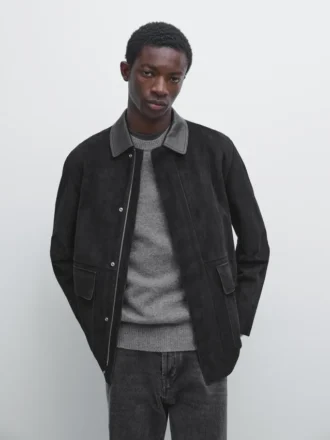 Veste avec poches en daim