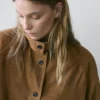 Veste bomber courte en cuir suédé Veste bomber courte en cuir suédé
