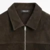 Veste contrastée en coton et cuir Veste contrastée en coton et cuir