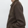 Veste contrastée en coton et cuir Veste contrastée en coton et cuir