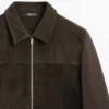 Veste contrastée en coton et cuir Veste contrastée en coton et cuir
