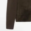 Veste contrastée en coton et cuir Veste contrastée en coton et cuir