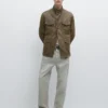 Veste en cuir de chèvre à effet vieilli Veste en cuir de chèvre à effet vieilli
