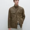 Veste en cuir de chèvre à effet vieilli Veste en cuir de chèvre à effet vieilli