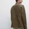 Veste en cuir de chèvre à effet vieilli Veste en cuir de chèvre à effet vieilli