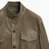 Veste en cuir de chèvre à effet vieilli Veste en cuir de chèvre à effet vieilli