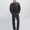 Veste en cuir à effet vieilli Veste en cuir à effet vieilli