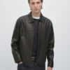 Veste en cuir à effet vieilli Veste en cuir à effet vieilli