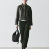 Veste en cuir nappa avec ceinture Veste en cuir nappa avec ceinture