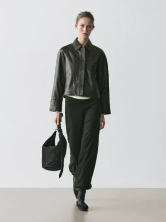 Veste en cuir nappa avec ceinture