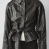 Veste en cuir nappa avec ceinture Veste en cuir nappa avec ceinture