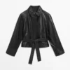 Veste en cuir nappa avec ceinture Veste en cuir nappa avec ceinture