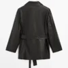 Veste en cuir nappa avec ceinture Veste en cuir nappa avec ceinture
