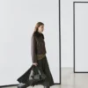 Veste en cuir nappa avec col en peau d&rsquo;agneau