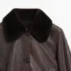 Veste en cuir nappa avec col en peau d&rsquo;agneau