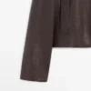 Veste en cuir nappa avec col en peau d&rsquo;agneau
