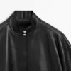 Veste en cuir nappa avec détails de poches Veste en cuir nappa avec détails de poches