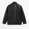 Veste en cuir nappa avec détails de poches Veste en cuir nappa avec détails de poches