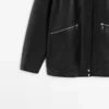 Veste en cuir nappa avec détails de poches Veste en cuir nappa avec détails de poches