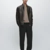 Veste en cuir nappa effet vieilli Veste en cuir nappa effet vieilli