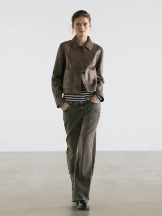 Veste en cuir suédé