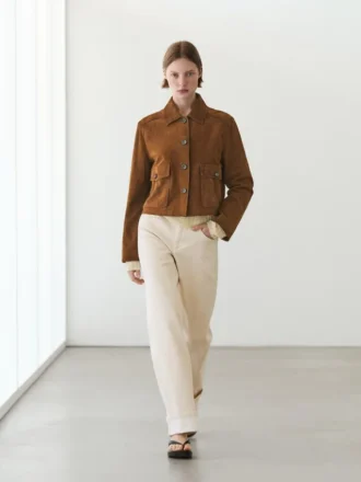 Veste en cuir suédé