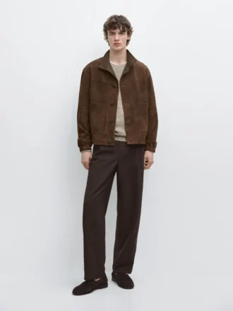 Veste en cuir suédé