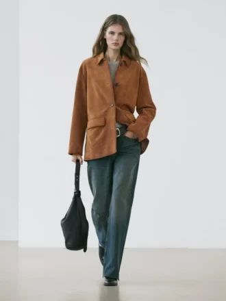 Veste en cuir suédé