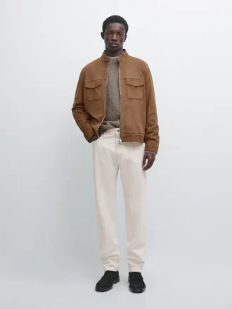 Veste en cuir suédé