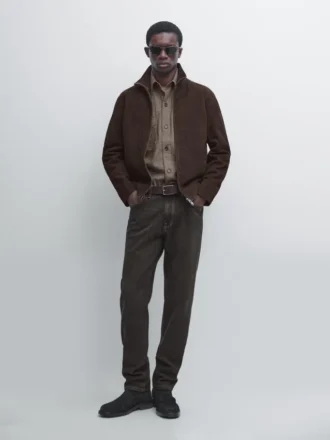 Veste en cuir suédé