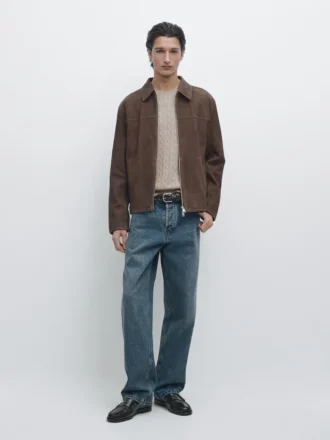 Veste en cuir suédé
