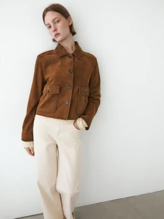 Veste en cuir suédé