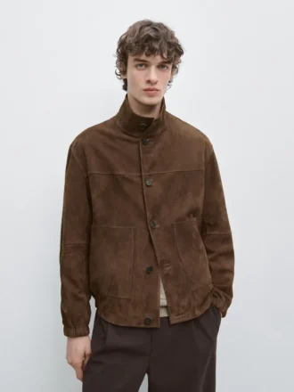 Veste en cuir suédé