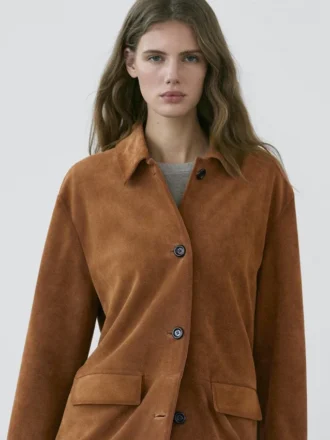 Veste en cuir suédé