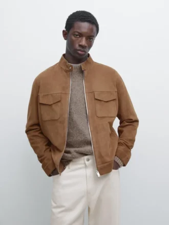 Veste en cuir suédé