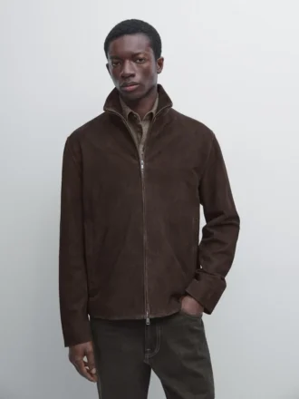 Veste en cuir suédé