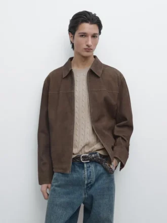 Veste en cuir suédé