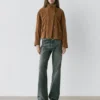 Veste en cuir suédé avec boutons Veste en cuir suédé avec boutons