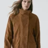 Veste en cuir suédé avec boutons Veste en cuir suédé avec boutons