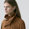 Veste en cuir suédé avec boutons Veste en cuir suédé avec boutons