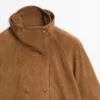 Veste en cuir suédé avec boutons Veste en cuir suédé avec boutons