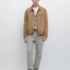 Veste en cuir suédé avec détails de poches Veste en cuir suédé avec détails de poches
