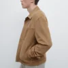 Veste en cuir suédé avec détails de poches Veste en cuir suédé avec détails de poches