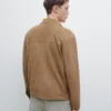 Veste en cuir suédé avec détails de poches Veste en cuir suédé avec détails de poches