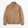 Veste en cuir suédé avec détails de poches Veste en cuir suédé avec détails de poches